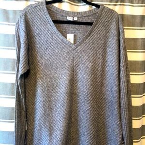 Gap Grey Ribbed Long Sleeve Shirt